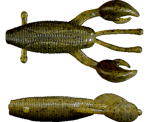 Fishus Mojo Craw - GPB - Green Pumpkin Black Flake Fishus Mojo Craw -GPB - Green Pumpkin Black Flake